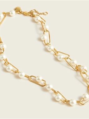 J. Crew Gold-Tone Chain White Pearls Bracelet